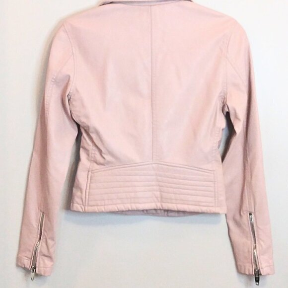 BLANK NYC PINK ZIPPERED FASHION MOTO LEATHER JACKET - SIZE XS - Picture 2 of 8